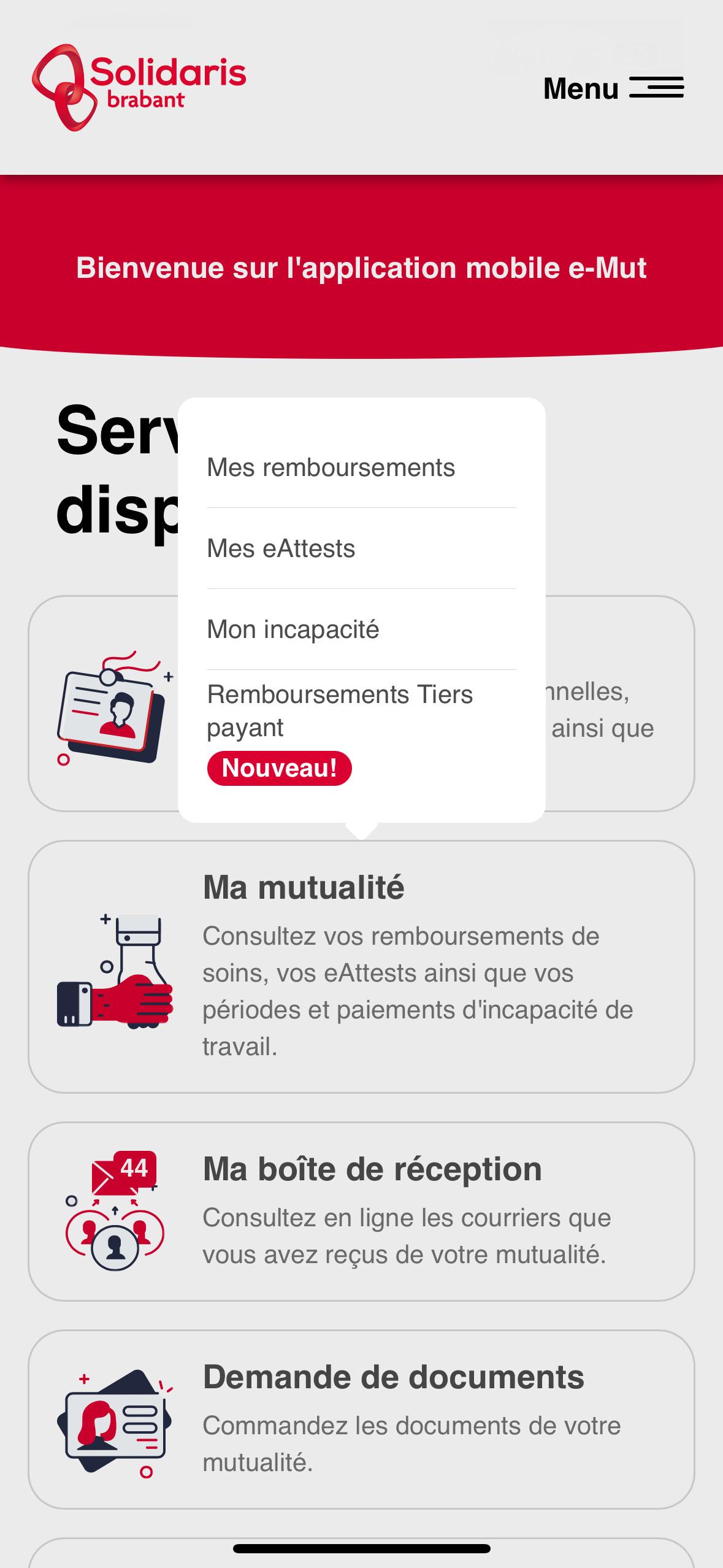 Home screen e-mut reimbursement