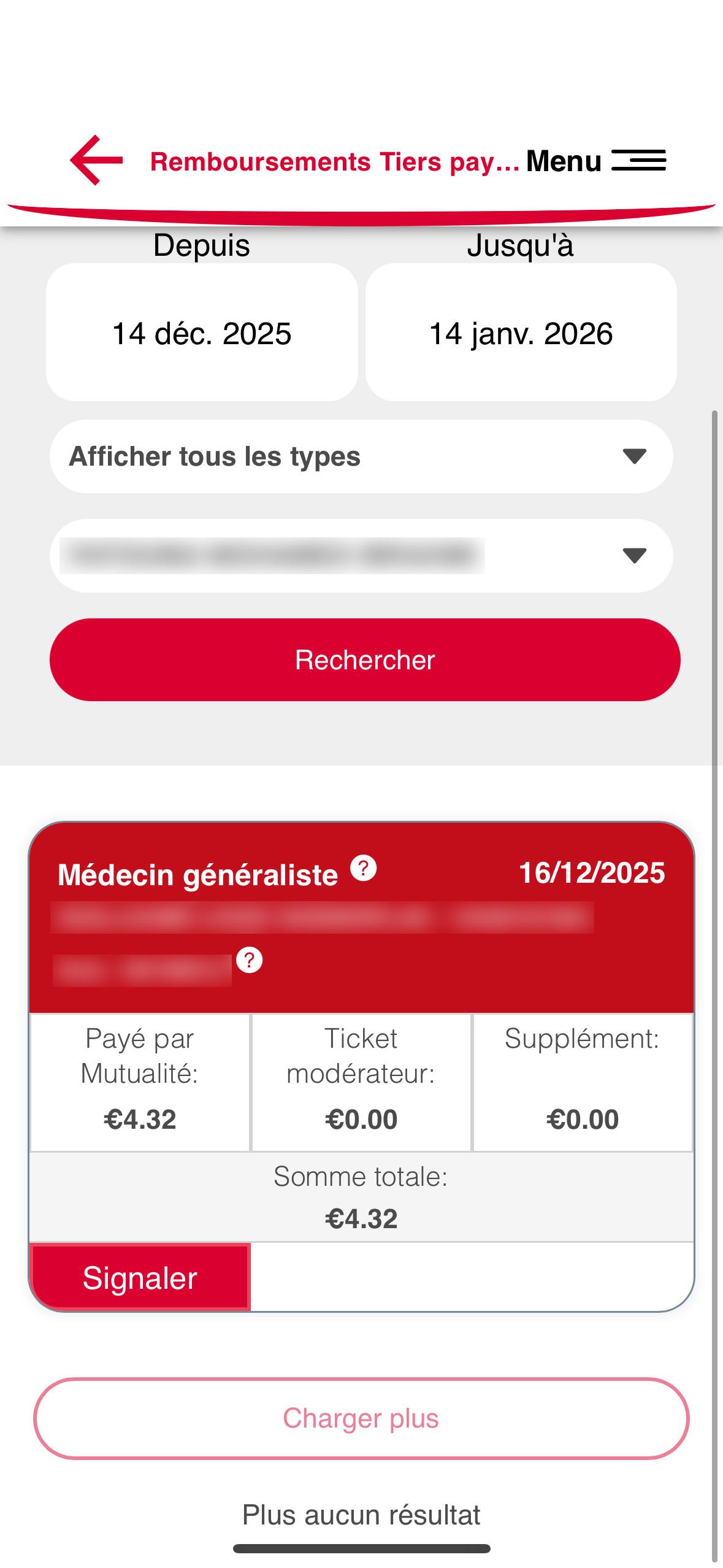 Home screen e-mut reimbursement details