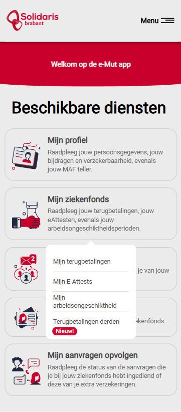 Home screen e-mut reimbursement