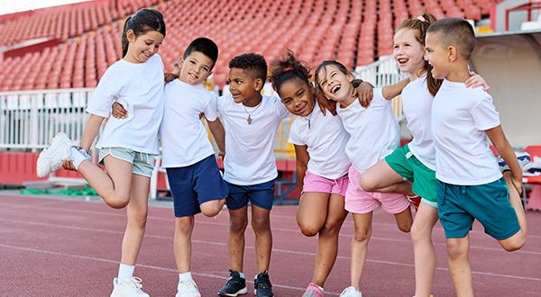 Children stretching together