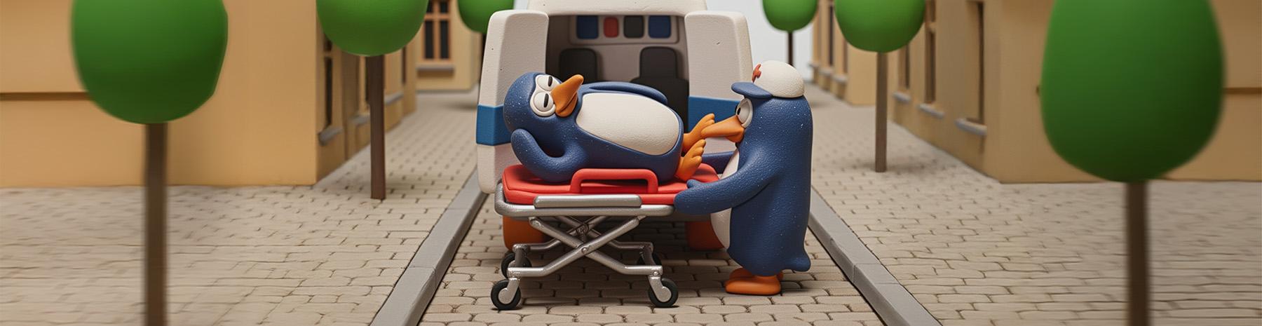Penguin in ambulance 