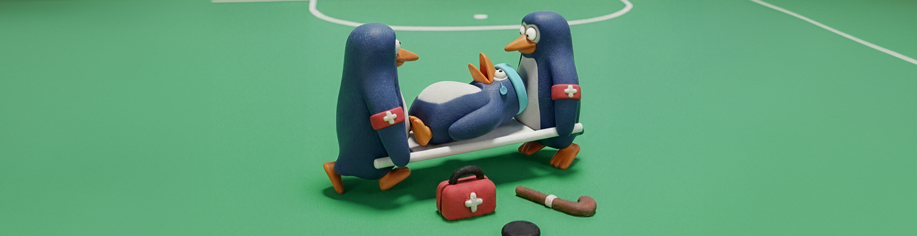 penguin on a stretcher injured