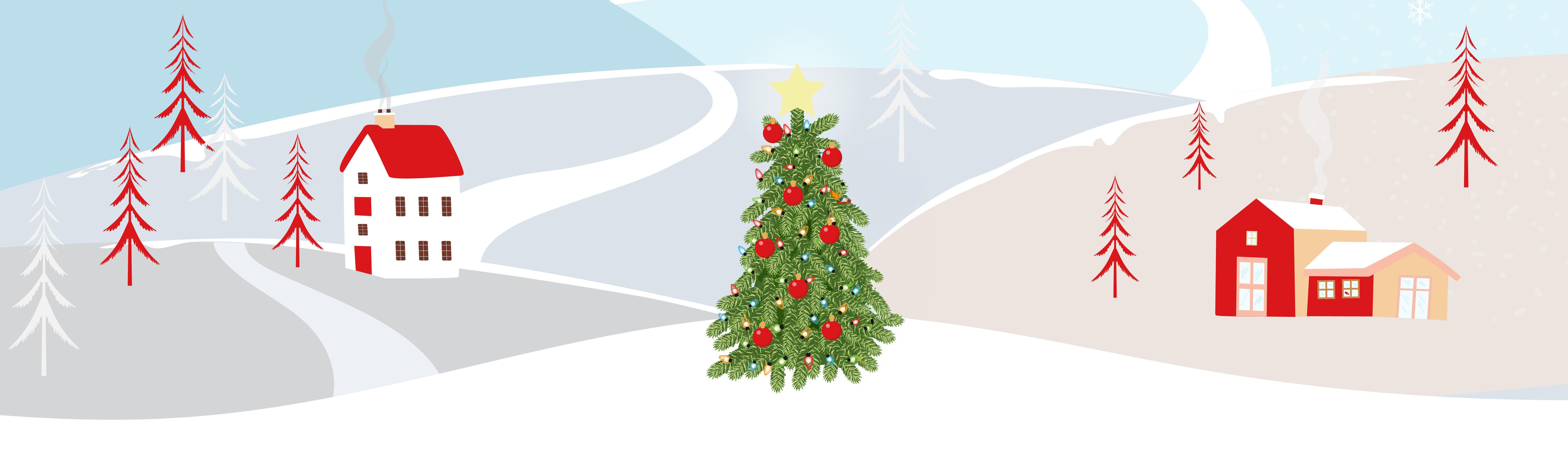 Christmas Landscape christmas tree snow