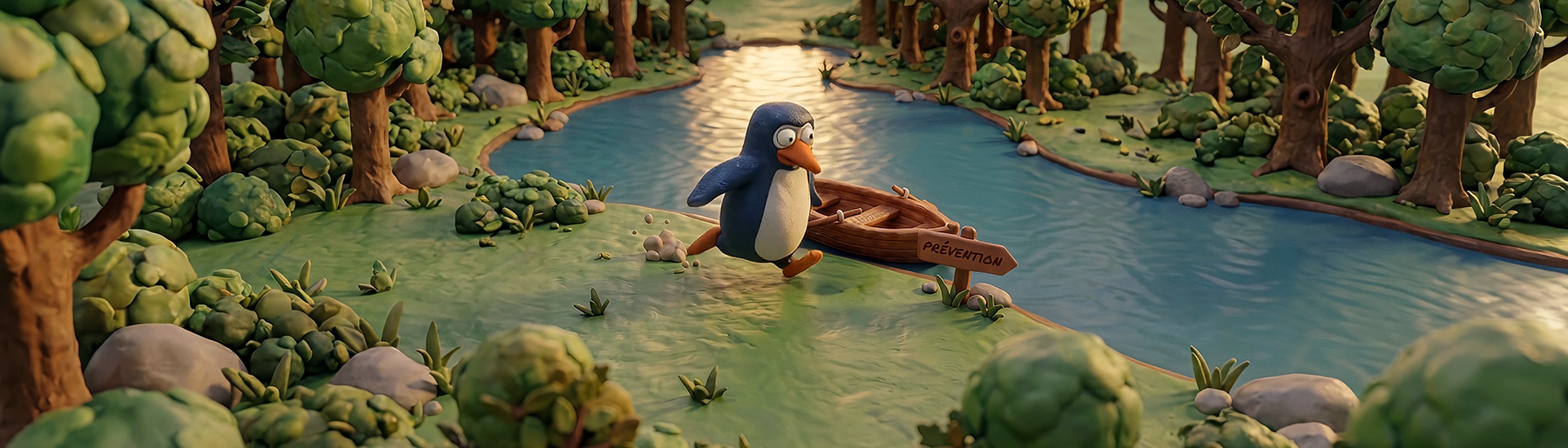 Penguin jumping and running 