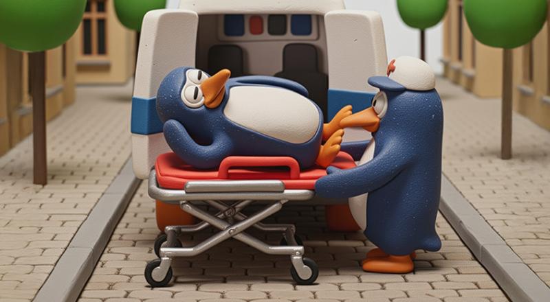 Penguin in ambulance 